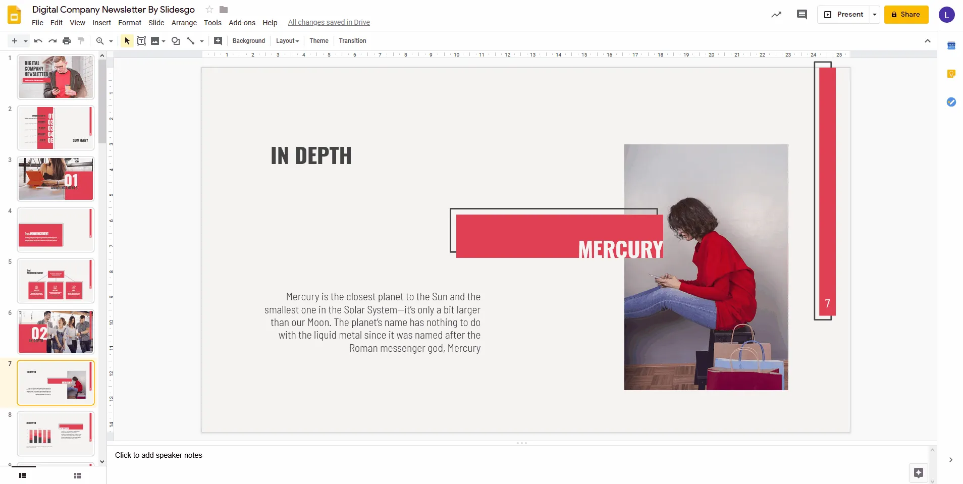 Einfügen eines Textfeldes für die Fußzeile in Google Präsentationen