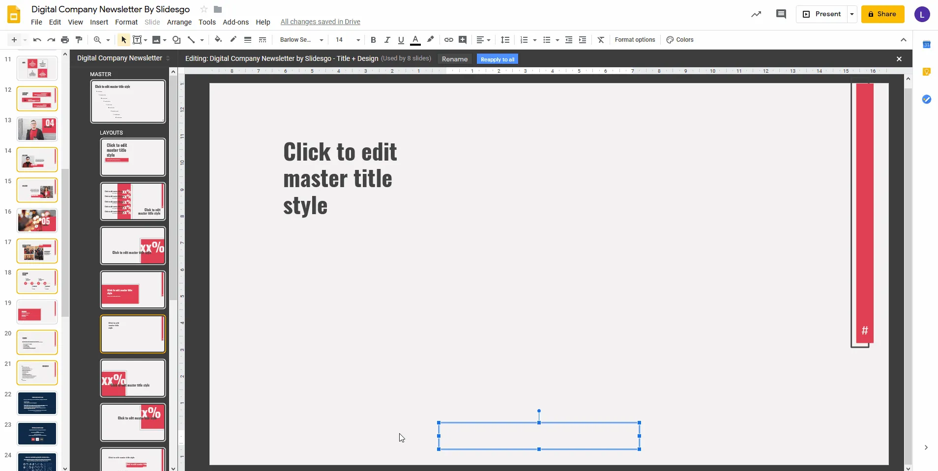 Eingabe des gewünschten Fußzeilentextes in den Layout-Master