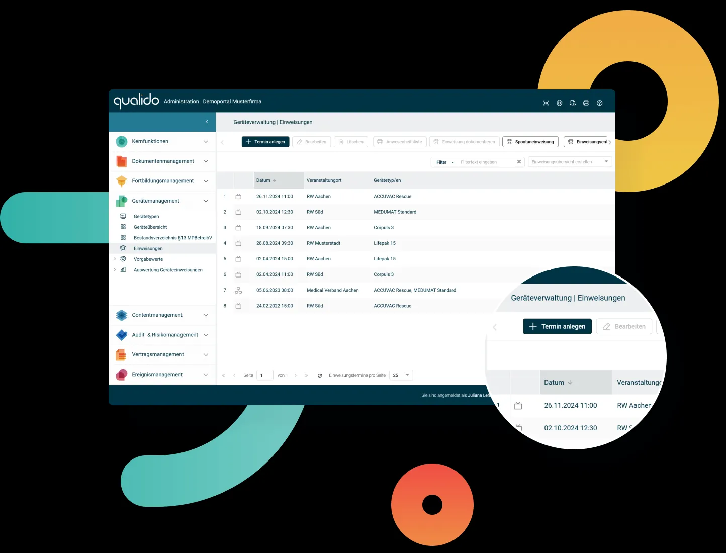Einweisungsmatrix zur Planung und Dokumentation von Anwenderschulungen für Medizinprodukte