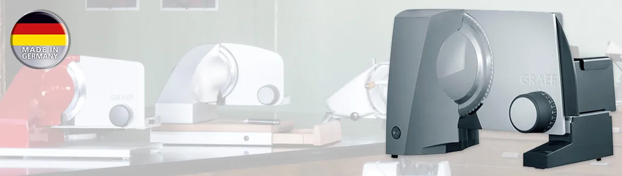 Elektrischer Graef G-Serie Allesschneider in moderner Küchenumgebung