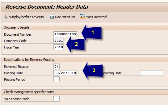 Entering original document for reversal
