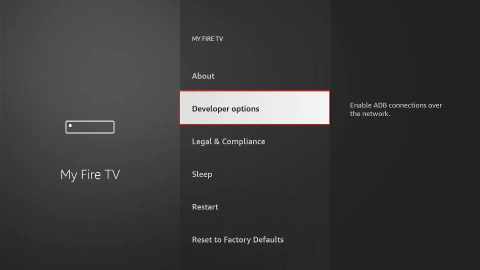 Entwickleroptionen im Fire TV Menü