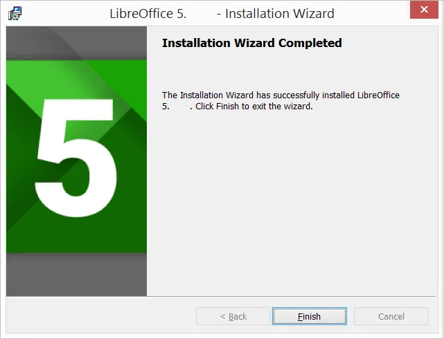 Erfolgreich abgeschlossene LibreOffice Installation unter Windows