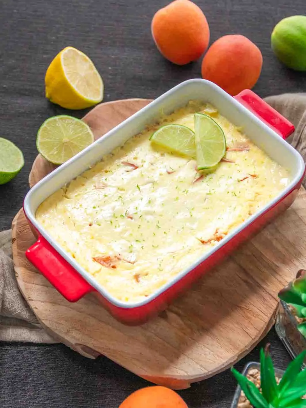 Erfrischender Quarkauflauf mit Zitrone und Aprikose