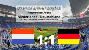 Ergebnisbild: 1:1 Unentschieden im Länderspiel zwischen Deutschland und den Niederlanden