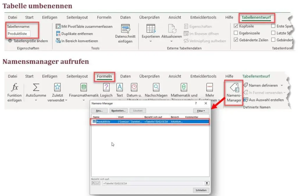 Es wird empfohlen neu erstellte Excel Tabellen in einen beschribenden Namen umzubenennen.