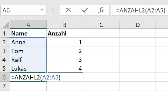 Excel-Anzahl Zellen zählen