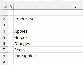 Excel-Arbeitsblatt mit der aktualisierten MAKEARRAY-Formel, die nun fünf Produkte dynamisch auflistet, inklusive der neu hinzugefügten