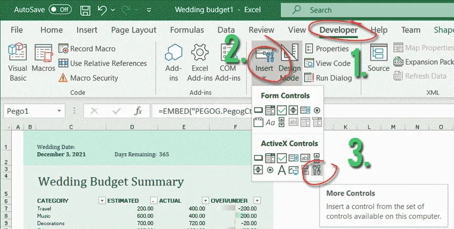 Excel charting activex adding ocx.