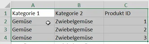 Excel Tabelle erstellen - Daten auswählen
