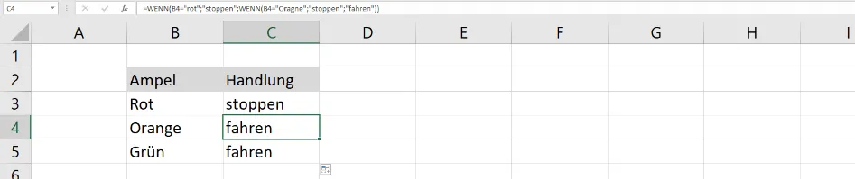 Excel WENN-Funktion Tippfehler Beispiel