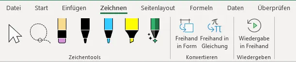 Excel Zeichenfunktion zum Markieren und handschriftlichen Eingeben mit digitalem Stift