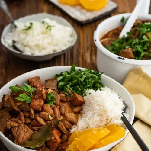 Feijoada: Brasiliens Nationalgericht, ein reichhaltiger Bohneneintopf mit verschiedenen Fleischsorten