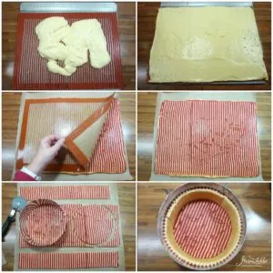 Fertiger Dekorbiskuit mit Streifenmuster für die elegante Geburtstagstorte