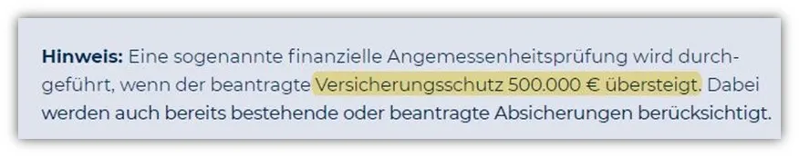 finanzielle Angemessenheitsprüfung Europa Risikolebensversicherung