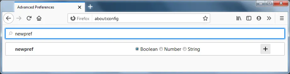 Firefox about:config Add New Preference