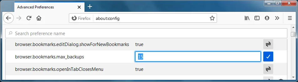 Firefox about:config Edit Preference