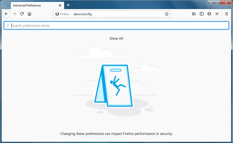 Firefox about:config Screenshot