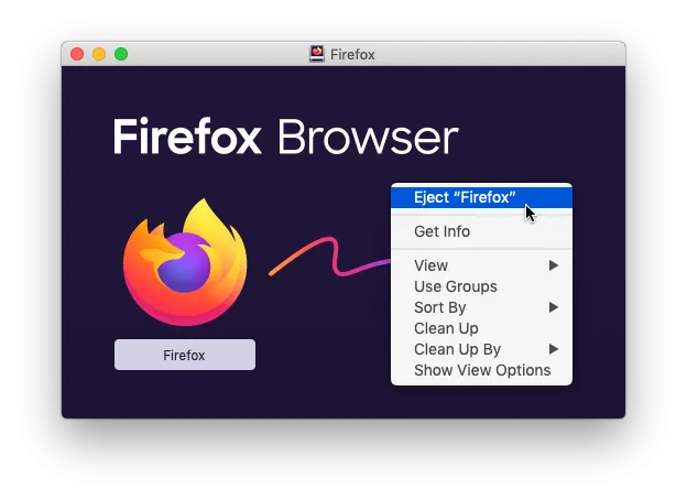 Firefox-Installationslaufwerk auf macOS auswerfen