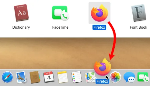 Firefox zum Dock hinzufügen
