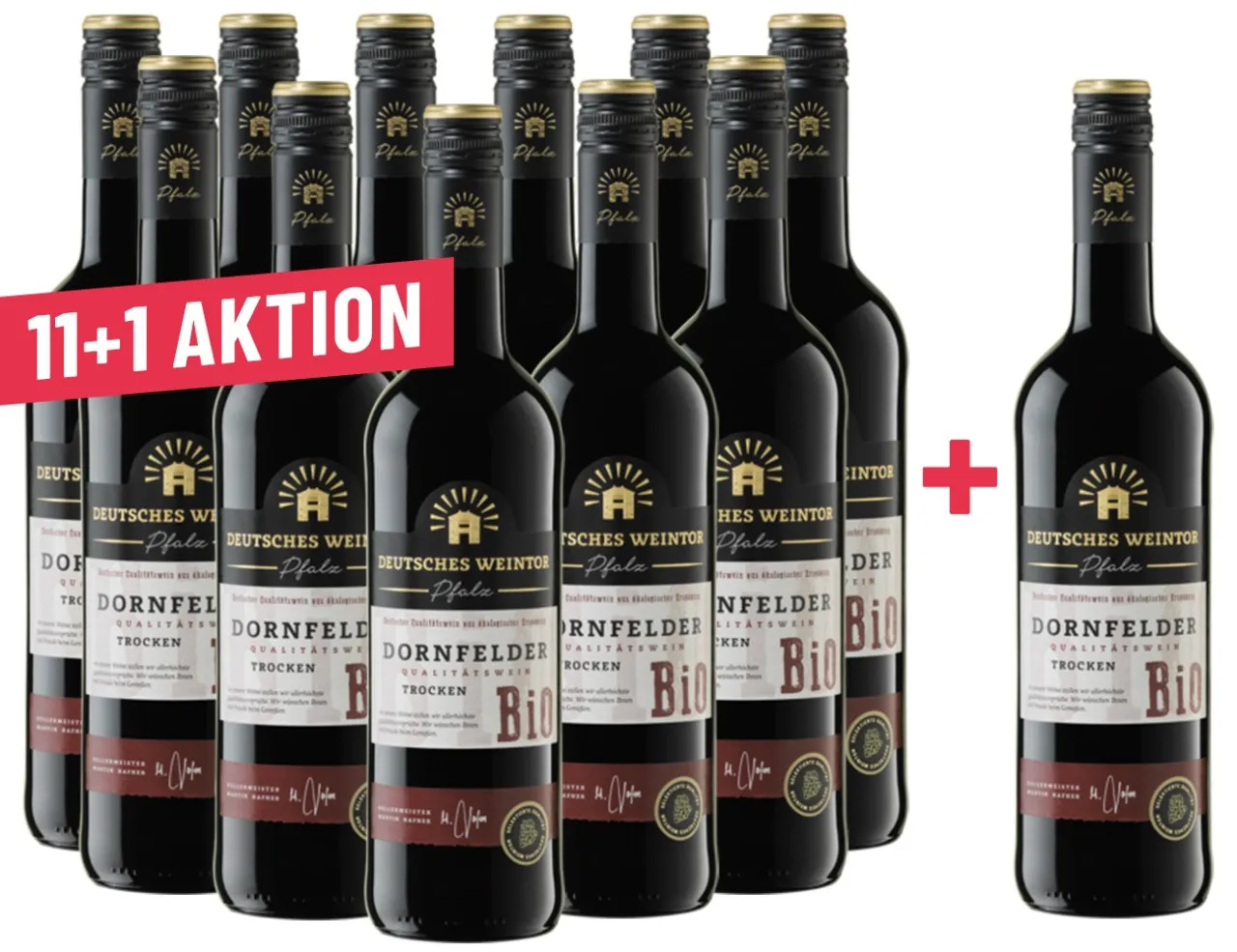 Flasche 11+1 Dornfelder trocken Bio 0,75 L Deutsches Weintor