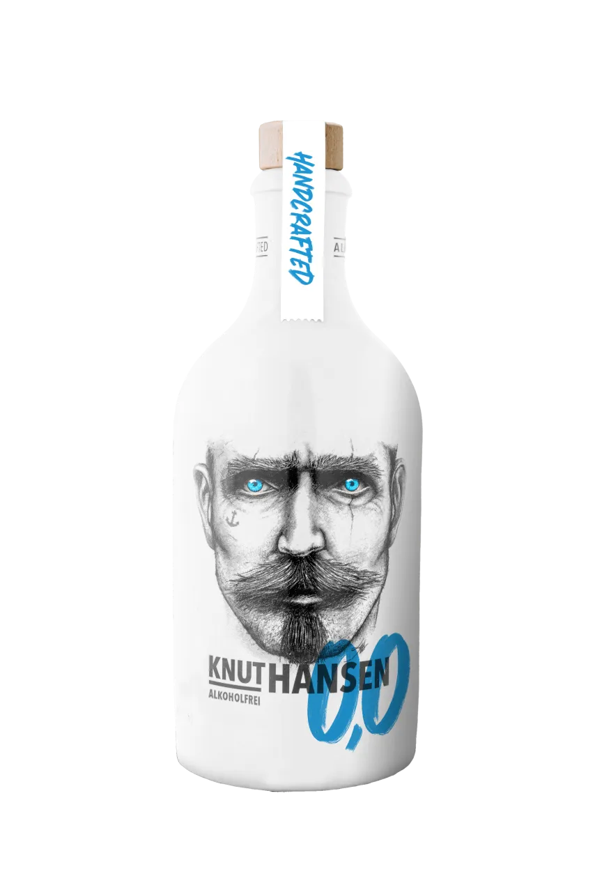 Flasche Knut Hansen 0.0% alkoholfrei, eine zitronige Alternative für Mocktails und Longdrinks
