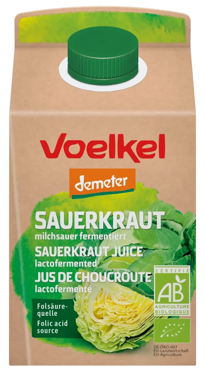 Flasche milchsauer vergorenen Bio-Sauerkrautsaft