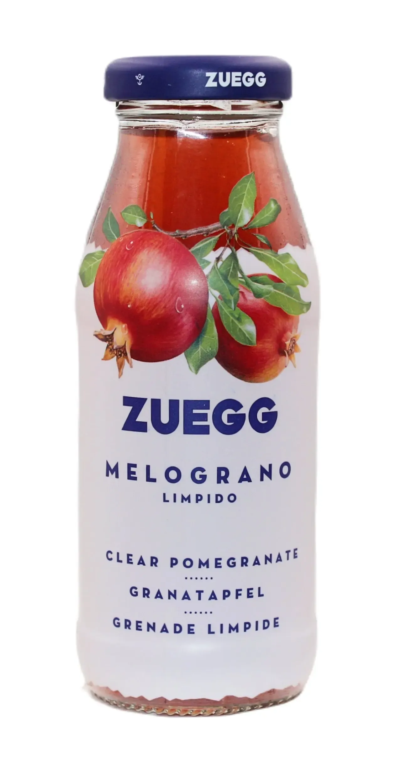 Flasche Zuegg Granatapfelsaft, 200 ml, rubinrot, bereit zum Genuss
