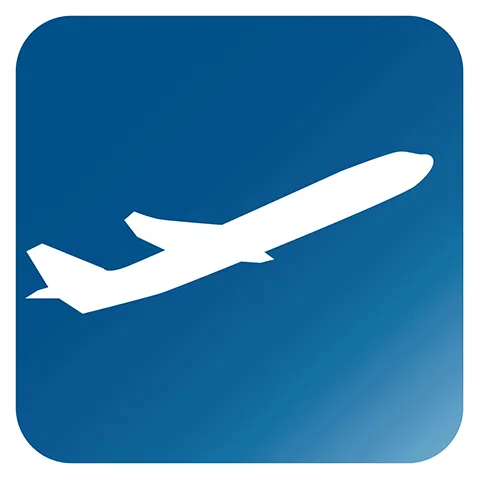 Flugzeug landet am Flughafen