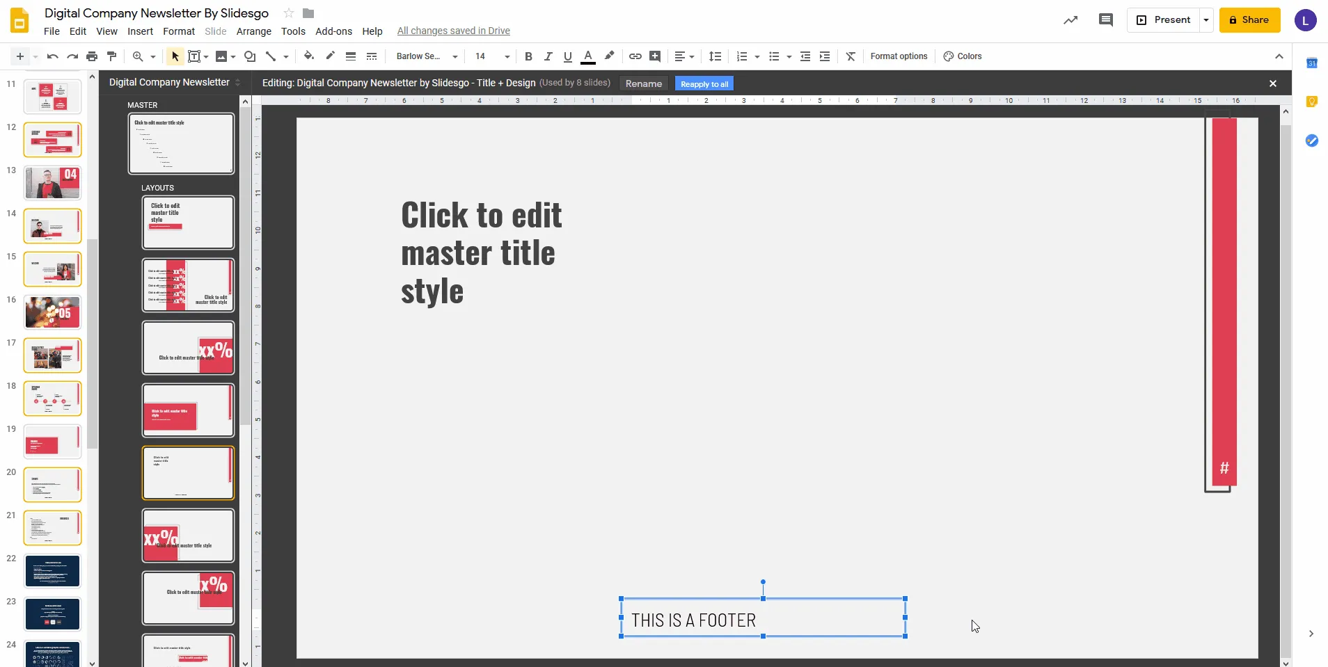 Formatieren der Fußzeile im Layout-Master für konsistentes Design