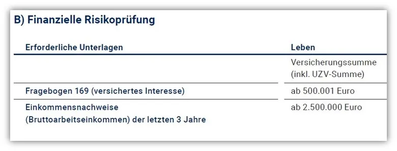 Fragebogen zur finanziellen Risikoprüfung der Hannoverschen Risikolebensversicherung