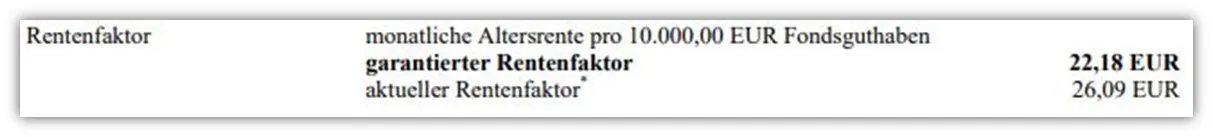 Garantierter Rentenfaktor der Alte Leipziger fondsgebundenen Rentenversicherung