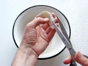 Garnelen aufschneiden