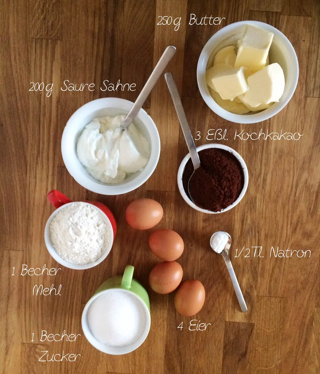 Geburtstagskuchen alle Zutaten