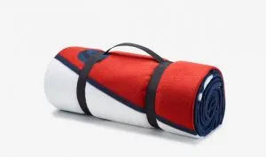 Geschlossene Picknickdecke mit T1 Motiv und Tragegriff