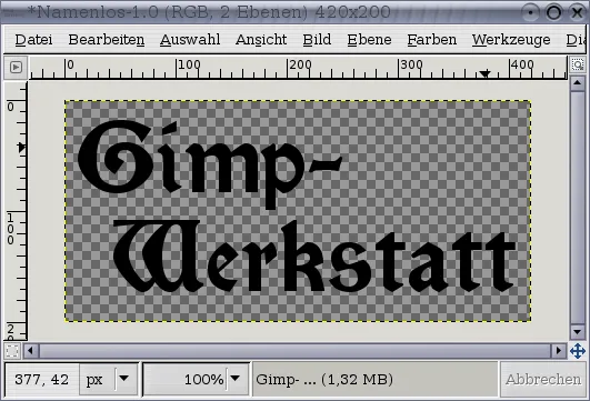 GIMP Text auf transparenter Ebene