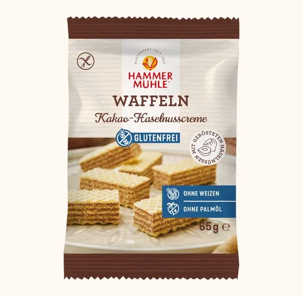 Glutenfreie Waffeln mit Kakao-Haselnusscreme und knackiger Füllung