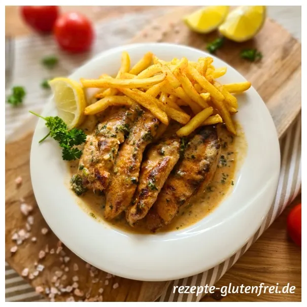 Glutenfreies Schnitzel in cremiger Sauce