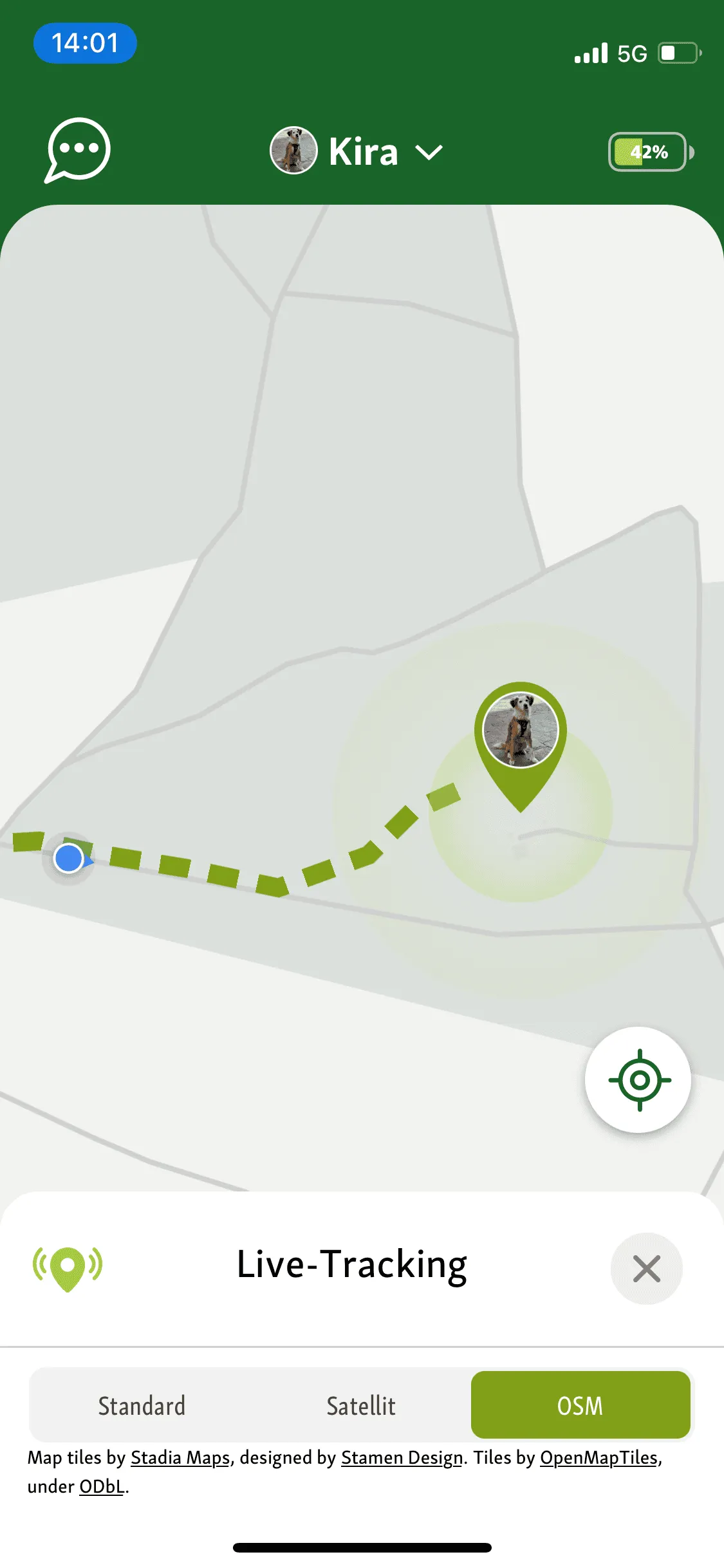 GPS-Genauigkeit des Fressnapf Trackers auf einer Karte