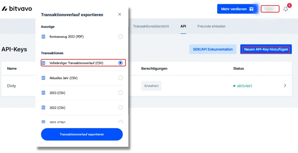 Grafik, die den Prozess der Krypto-Steuererklärung mit Bitvavo und einem Steuerrechner zeigt