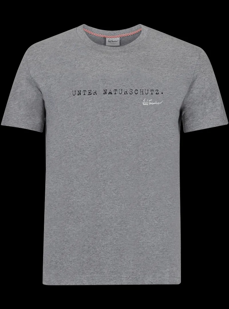 Graues Langarmshirt mit der Aufschrift 'Unter Naturschutz', symbolisch für den Einsatz zum Schutz der deutschen Natur.