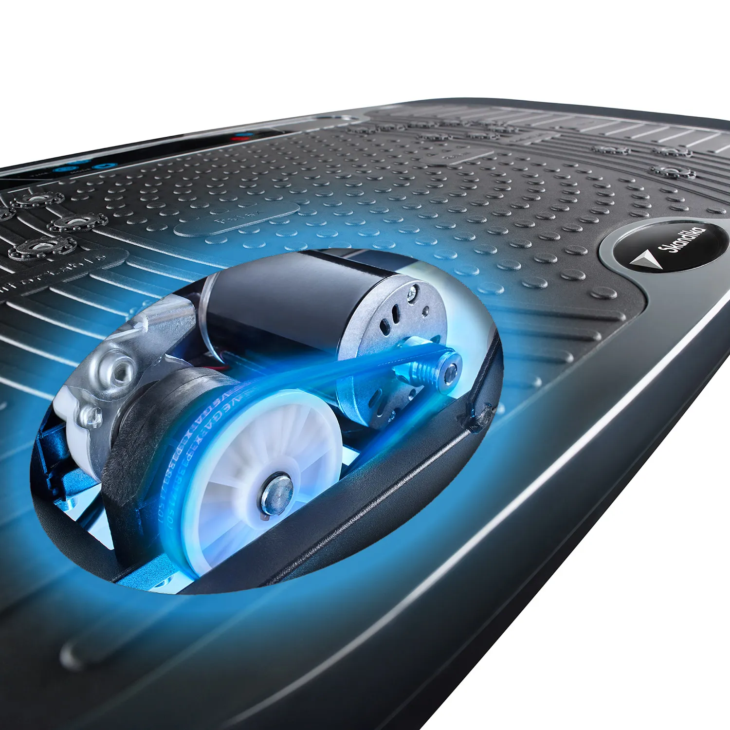 Große Anti-Rutsch-Trainingsfläche der Skandika Vibrationsplatte V1 Twin für sichere Übungsausführung