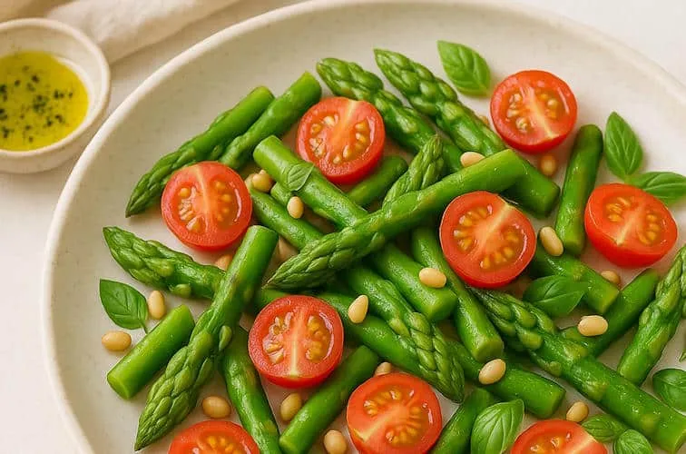 Gruener Spargelsalat mit Kirschtomaten