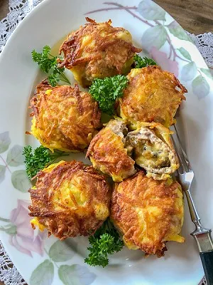 Hack-Schnitzel mit Pilz-Käse-Füllung