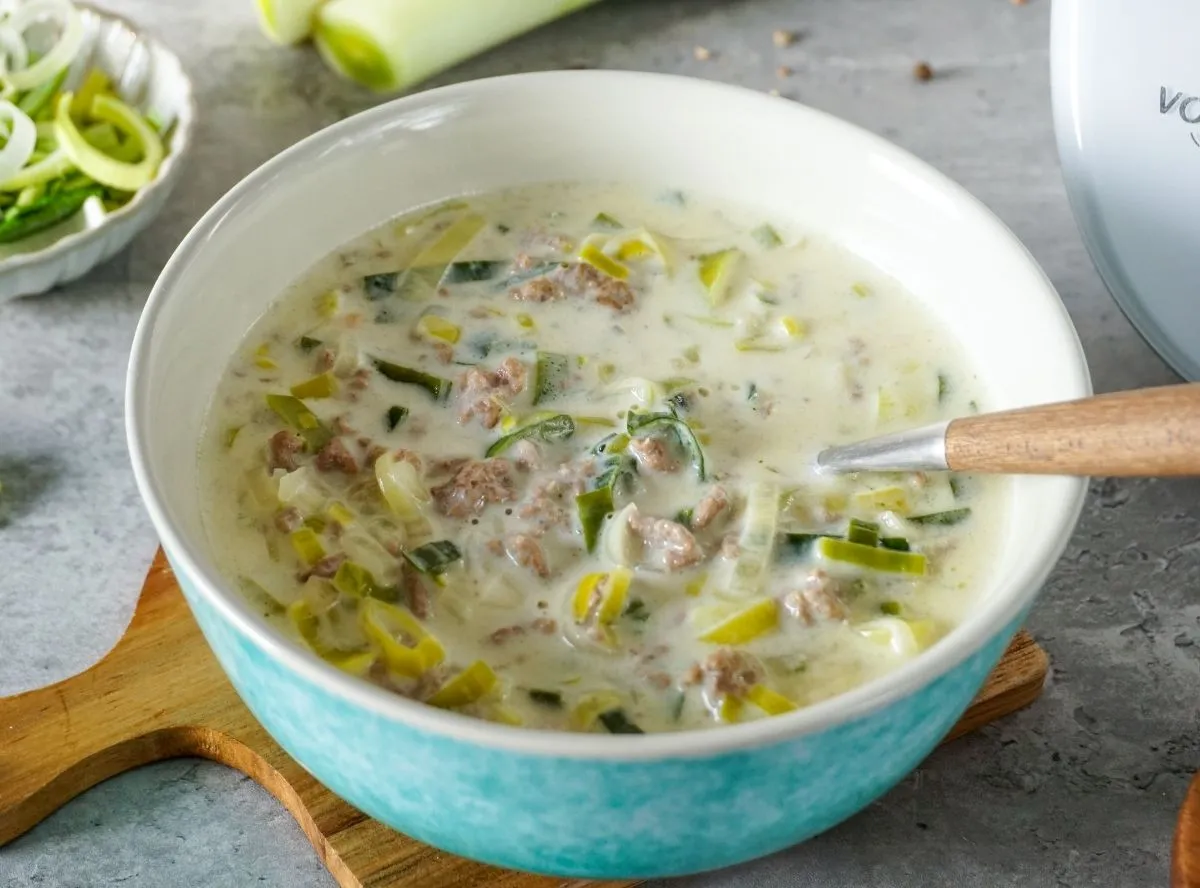 Herzhafte Käse-Lauch-Suppe, ein schnelles Thermomix Rezept für kalte Tage
