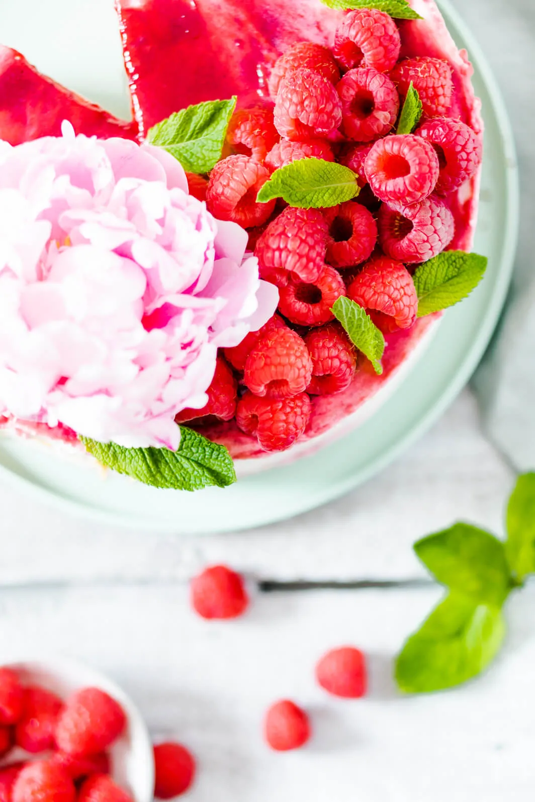 Himbeer Joghurt Sahne Torte Detailaufnahme