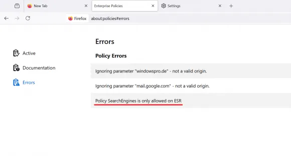 Hinweis zu Firefox ESR bei Standardsuchmaschine GPO