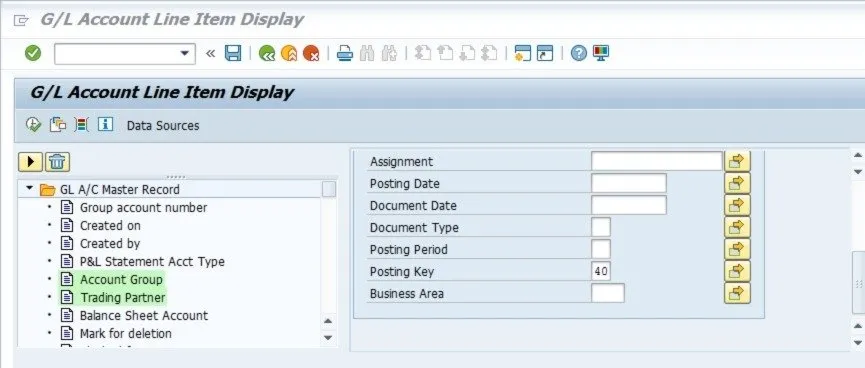 Hinzufügen eines Feldes für dynamische Selektionen in FBL3N