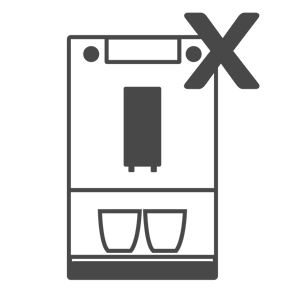 Icon Kaffeevollautomat mit einem X Kennzeichen als defekt