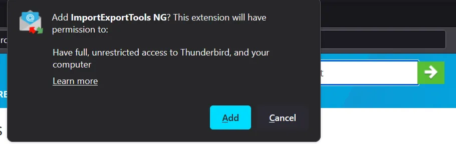 Installation des ImportExportTools NG Add-ons in Thunderbird